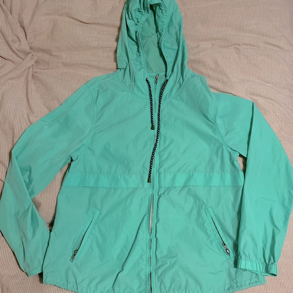 Mint Green Windbreaker with zippered pockets